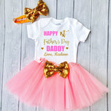 Baby Girl 1st Happy Father’s Day Personalized Outfit