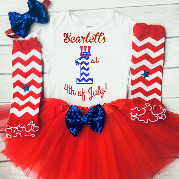 Personalized 1st 4th of July Outfit for Baby Girls 4th of July Tutu Set