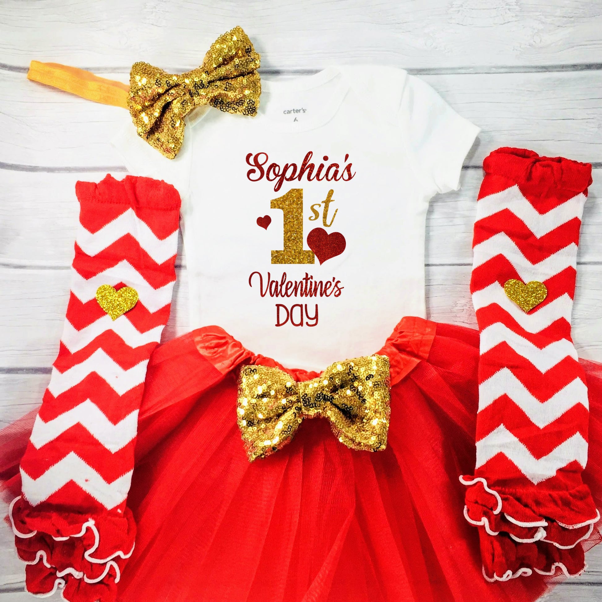 1st Valentine's Day Personalized Baby Girl Outfit