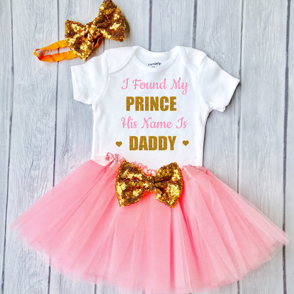 oddler Girls Fathers Day Outfit Fathers Day Gift From Girl Fathers Day Outfit I Found My Prince His Name Is Daddy
