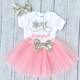 Winter Onederland 1st Birthday Outfit Baby Girl, Snowflake One Personalized Name
