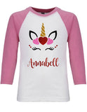 Girls Valentines Unicorn Shirt - Personalized Valentine Shirt