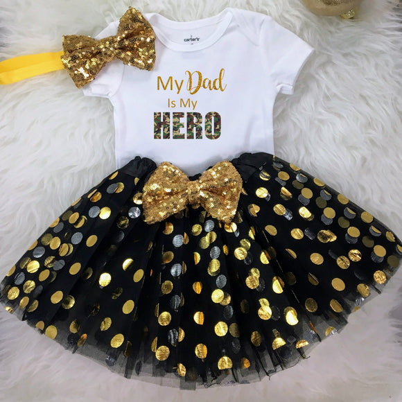 My Dad is My Hero-Personalized Adorable Outfit for your little baby’s to celebrate 1st Father's Day