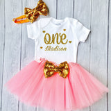 pink and gold 1st Birthday Outfit