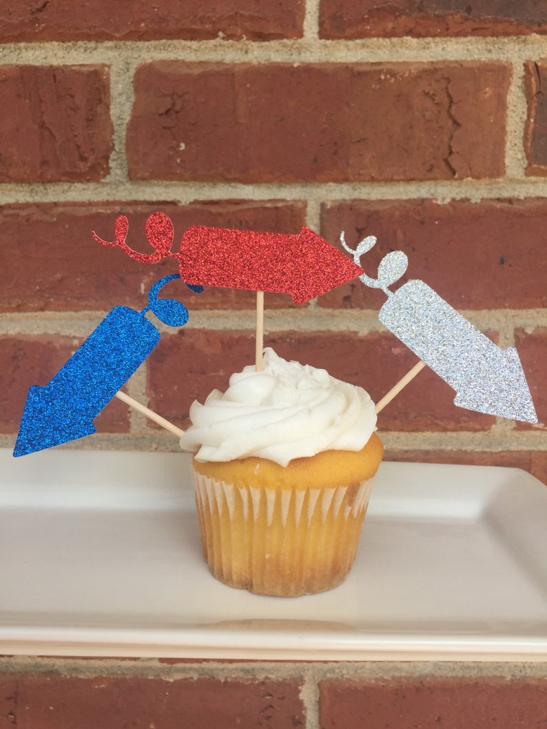 Fourth of July Dessert Topper, Independence day Firework Toppers