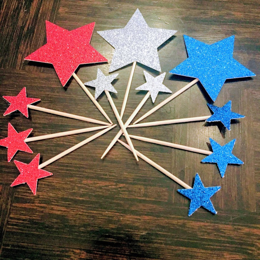 Fourth of July Dessert Topper, Sparkly independence day stars