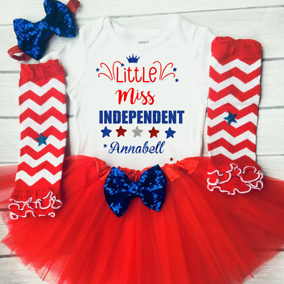 Little Miss Independent Girls 4th of July Outfit 4th of July Shirt Baby Independence Day