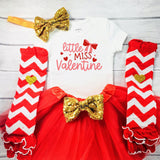 Little Miss Valentines Shirt Personalized Girls Outfit