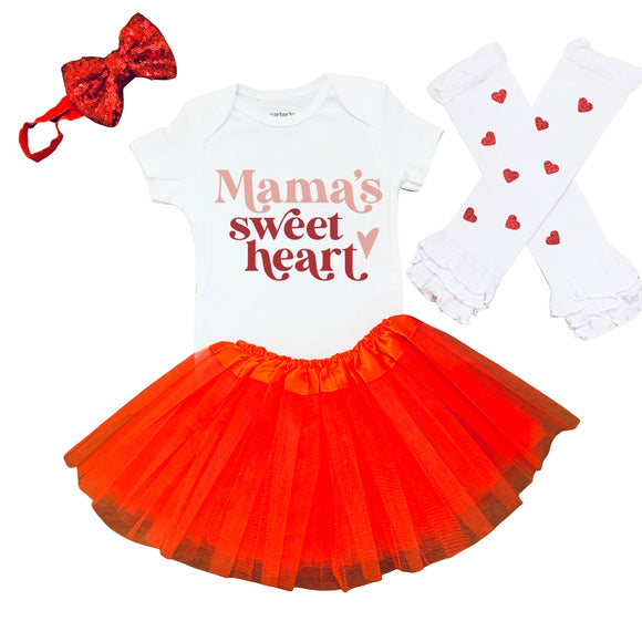 Mama's Sweetheart Shirt Personalized Girls Outfit With Red Tutu