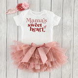 Mama's Sweetheart Shirt Personalized Girls Outfit With Rosegold Tutu