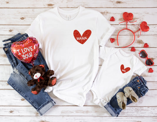 Cute Mamma & Mini Matching Valentine Shirts Personalized Red/White Shirt