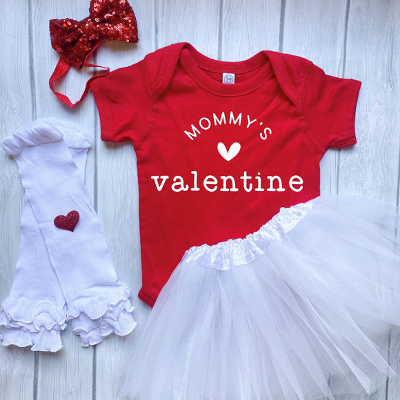 Mommy's Valentine Personalized Girls Valentine Outfit