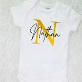 Newborn Boy Coming Home Outfit, Personalized Boy Monogram Name Bodysuit