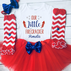 Our Little Firecracker, 1st Fourth of July Outfit, 4th of July Tutu Set