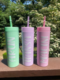 Personalized Matte Tumbler With Lid and Straw - Acrylic Tumbler