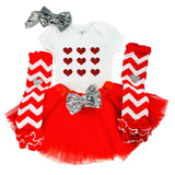 Personalized Valentine’s Day Outfit for Girls - Red Glittering Heart