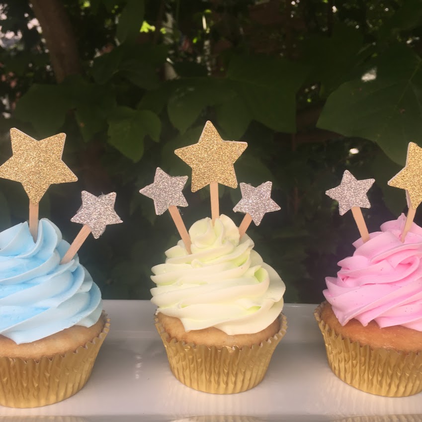 Star Cupcake Toppers, Silver and Gold Glitter, Birthday Cupcake Toppers, Twinkle Twinkle Party Decor