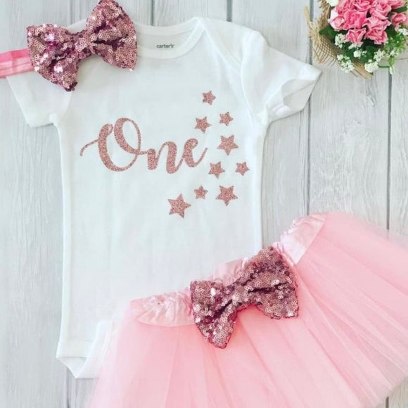 Personalized Girl First Birthday, Rose Gold First Birthday Outfit