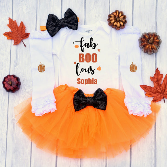 Halloween outfit, girls halloween design, black and orange tutu outfit, fabulous halloween design